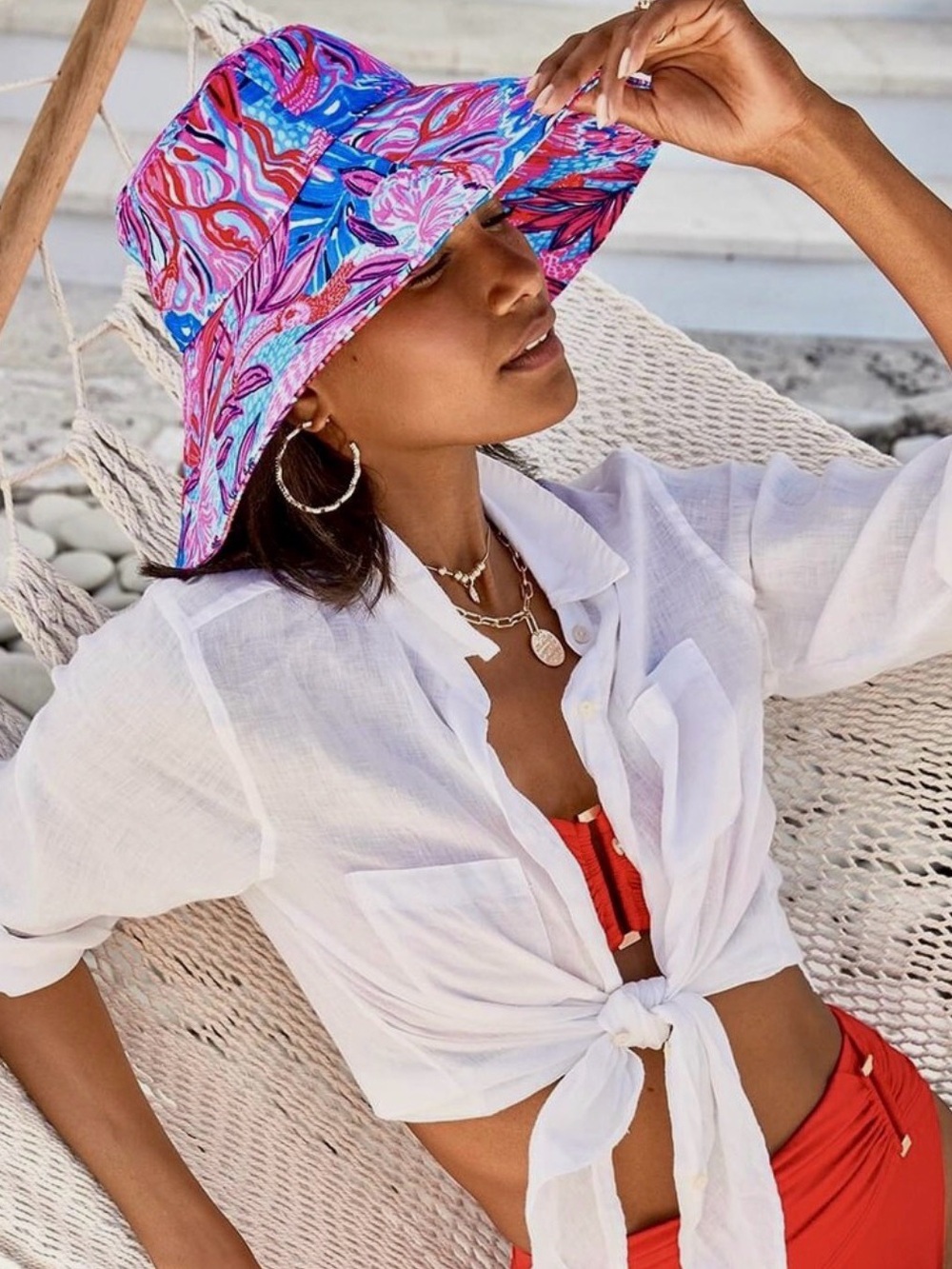 NWT Lilly Pulitzer Sun Hat Ruby Red Wild Times